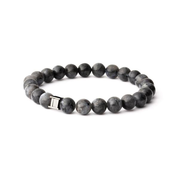 Armband mit 8 mm Larvikit-Stein - Gem Grey Wolf